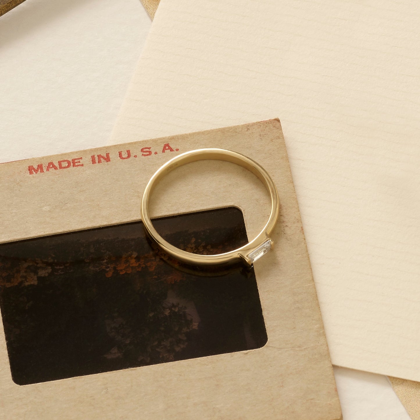 Diamond Solo Baguette Ring in Gold