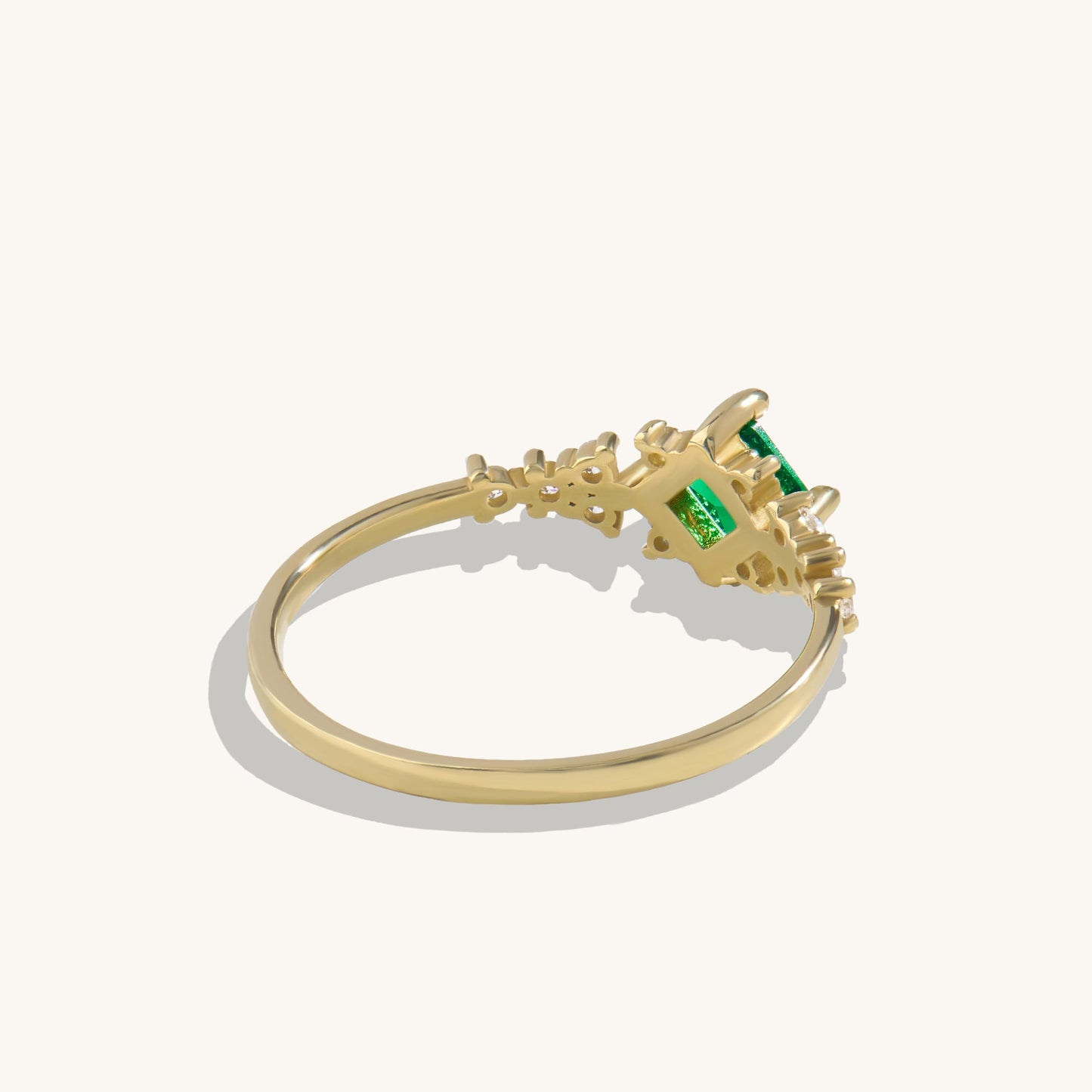 Sparkle Square Emerald Promise Ring in Gold