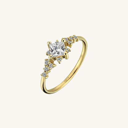 Sparkle Square Promise Ring in Gold