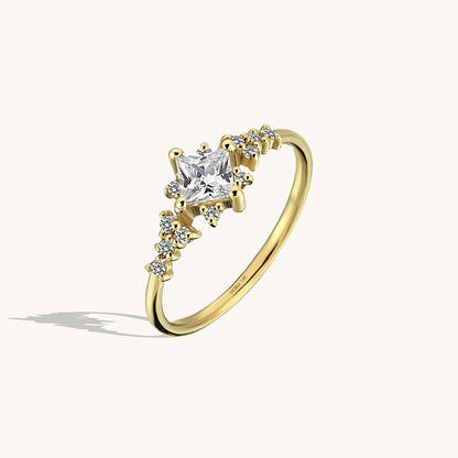 Sparkle Square Promise Ring in Gold