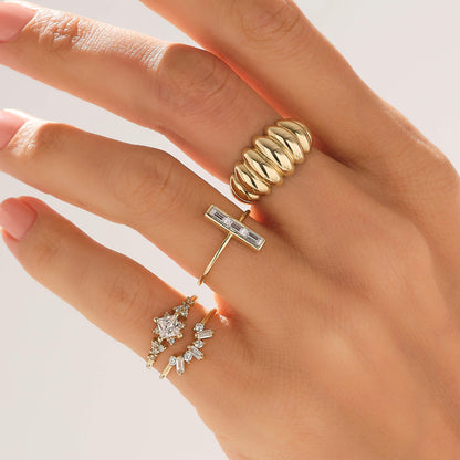 Sparkle Square Promise Ring in Gold