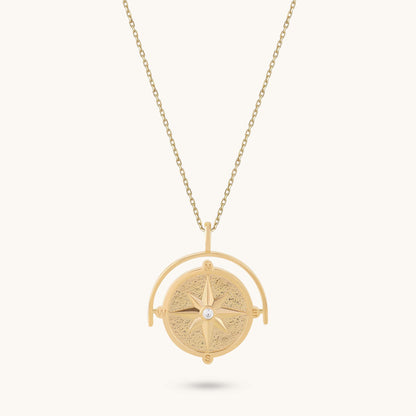 Spinner Compass Necklace - Gold Vermeil