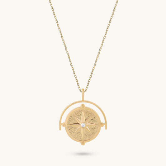 Spinner Compass Necklace - Gold Vermeil