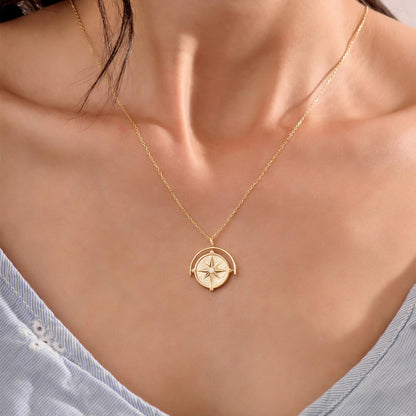 Spinner Compass Necklace - Gold Vermeil