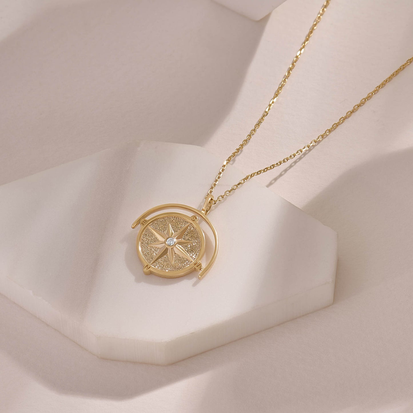 Spinner Compass Necklace - Gold Vermeil