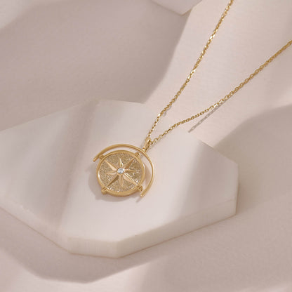Spinner Compass Necklace - Gold Vermeil