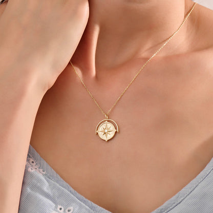 Spinner Compass Necklace - Gold Vermeil