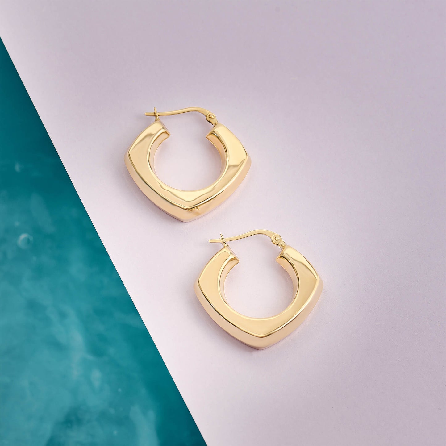 Square Hoop Earrings in Gold
