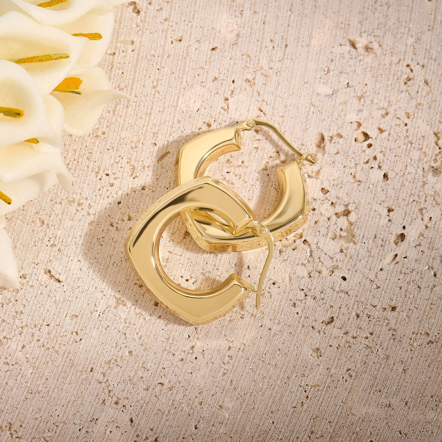 Square Hoop Earrings in Gold