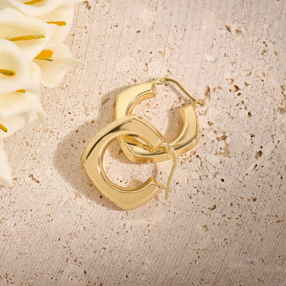 Square Hoop Earrings in Gold