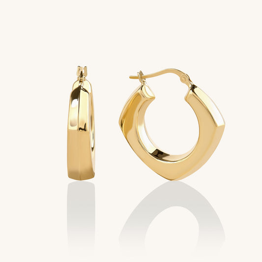 Square Hoop Earrings in Gold