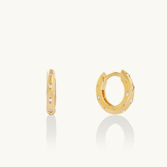 Star Pave Huggie Earrings - Gold Vermeil