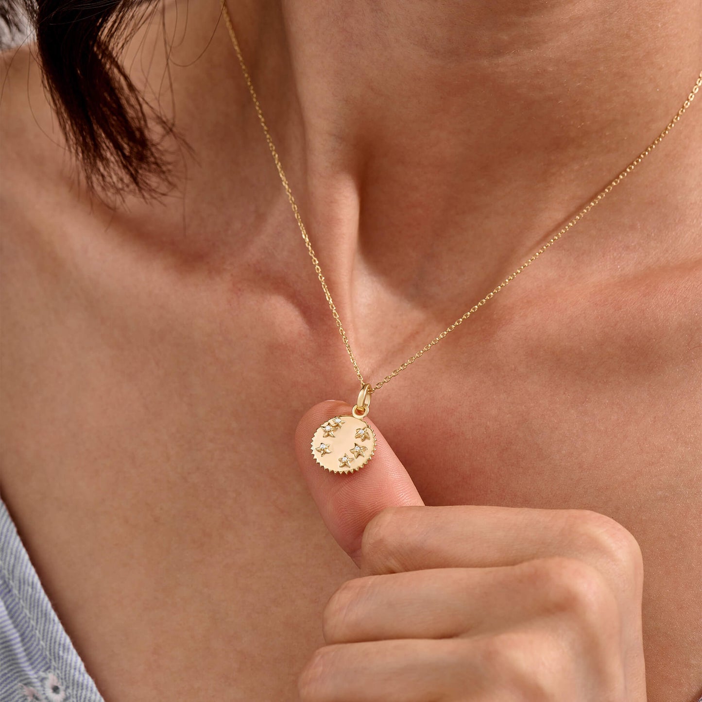 Stars Coin Necklace - Gold Vermeil