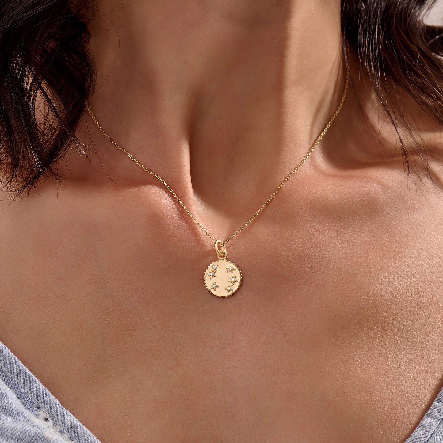 Stars Coin Necklace - Gold Vermeil