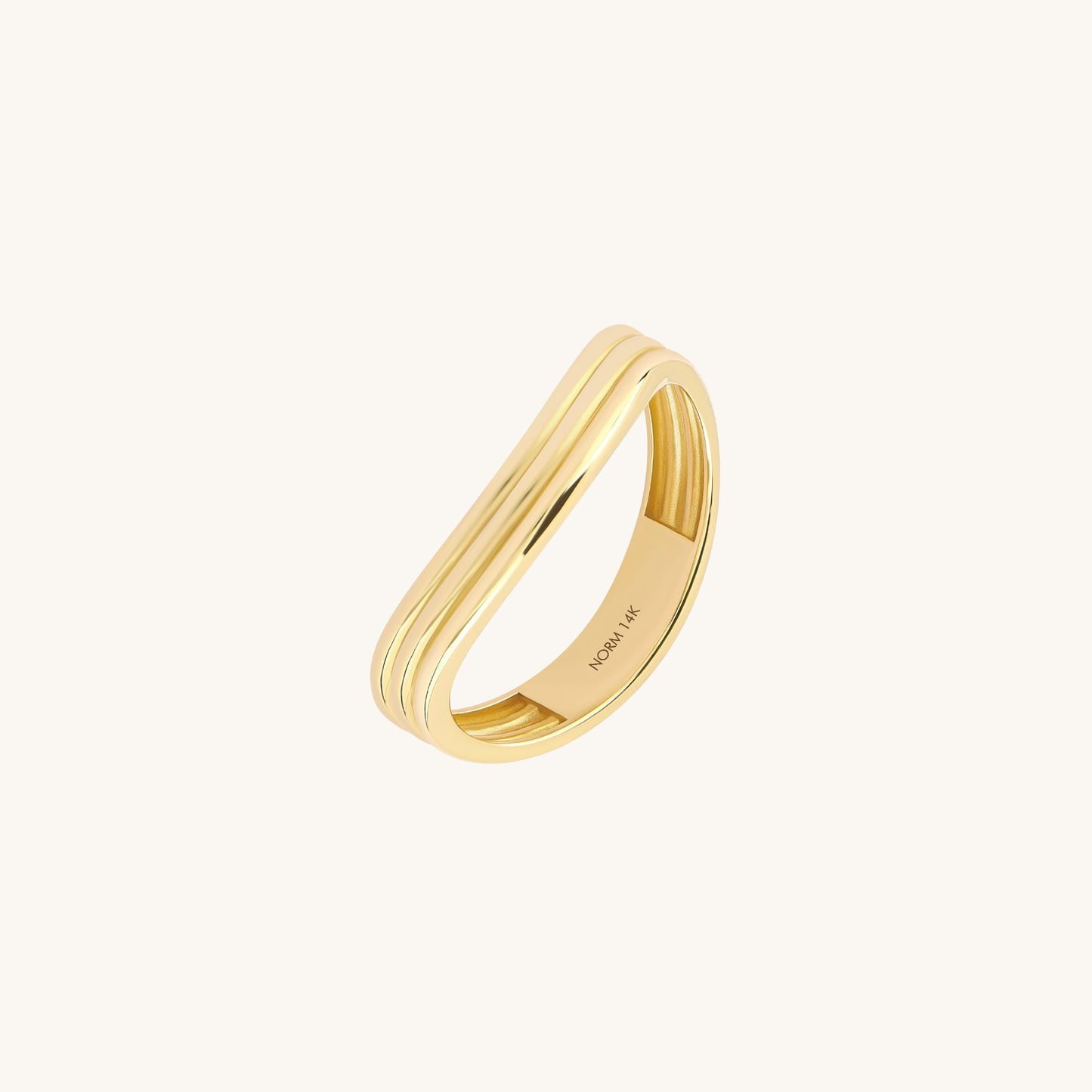 Stream Lines Wave Band Ring in Gold
