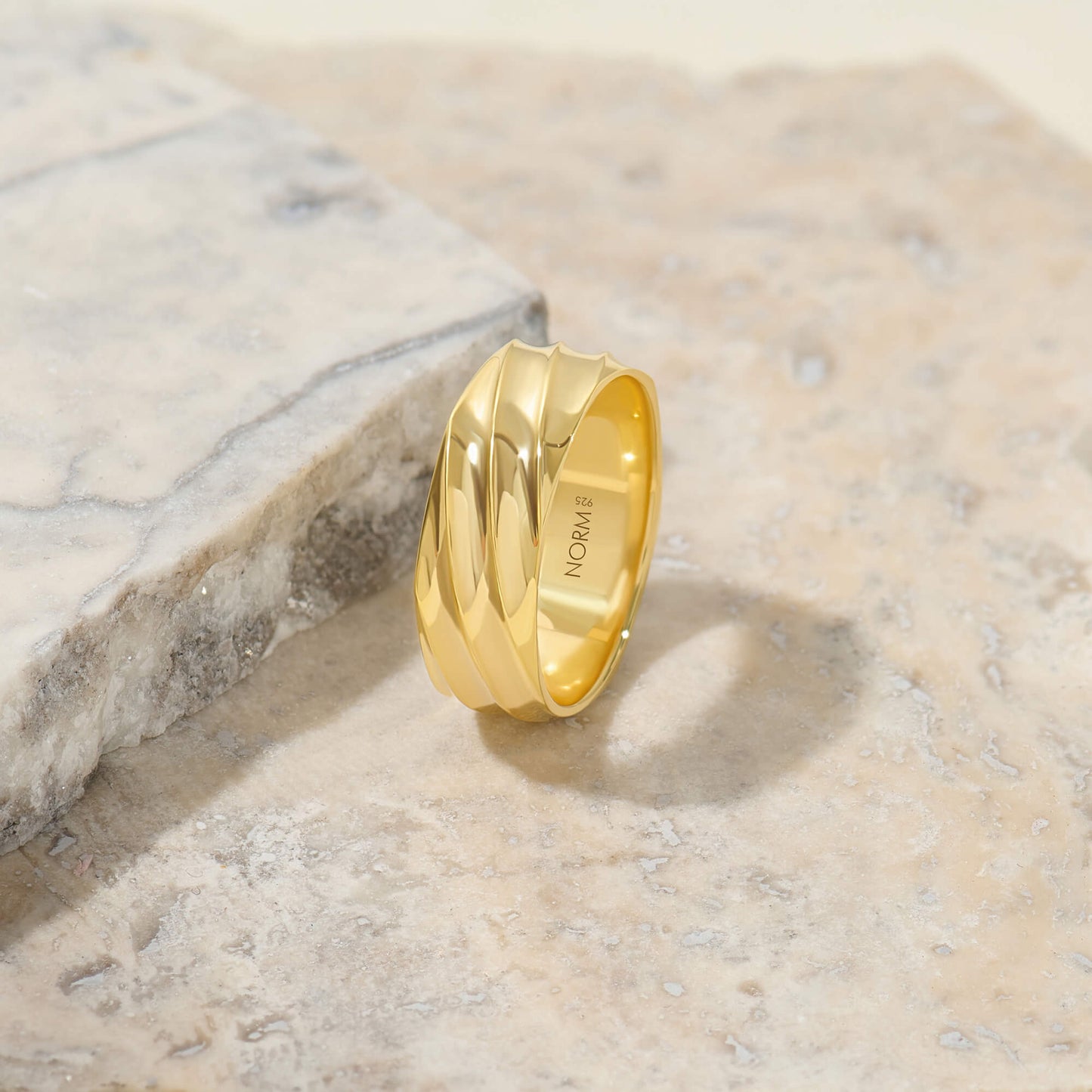 Striped Band Ring - Gold Vermeil
