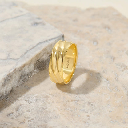 Striped Band Ring - Gold Vermeil