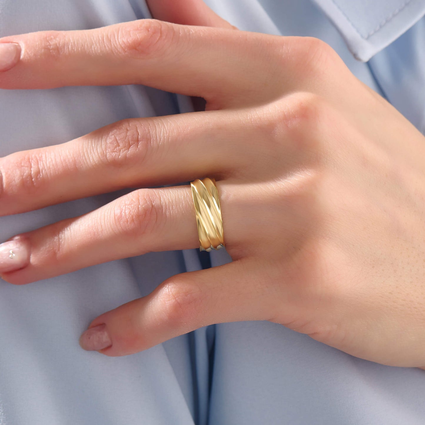 Striped Band Ring - Gold Vermeil