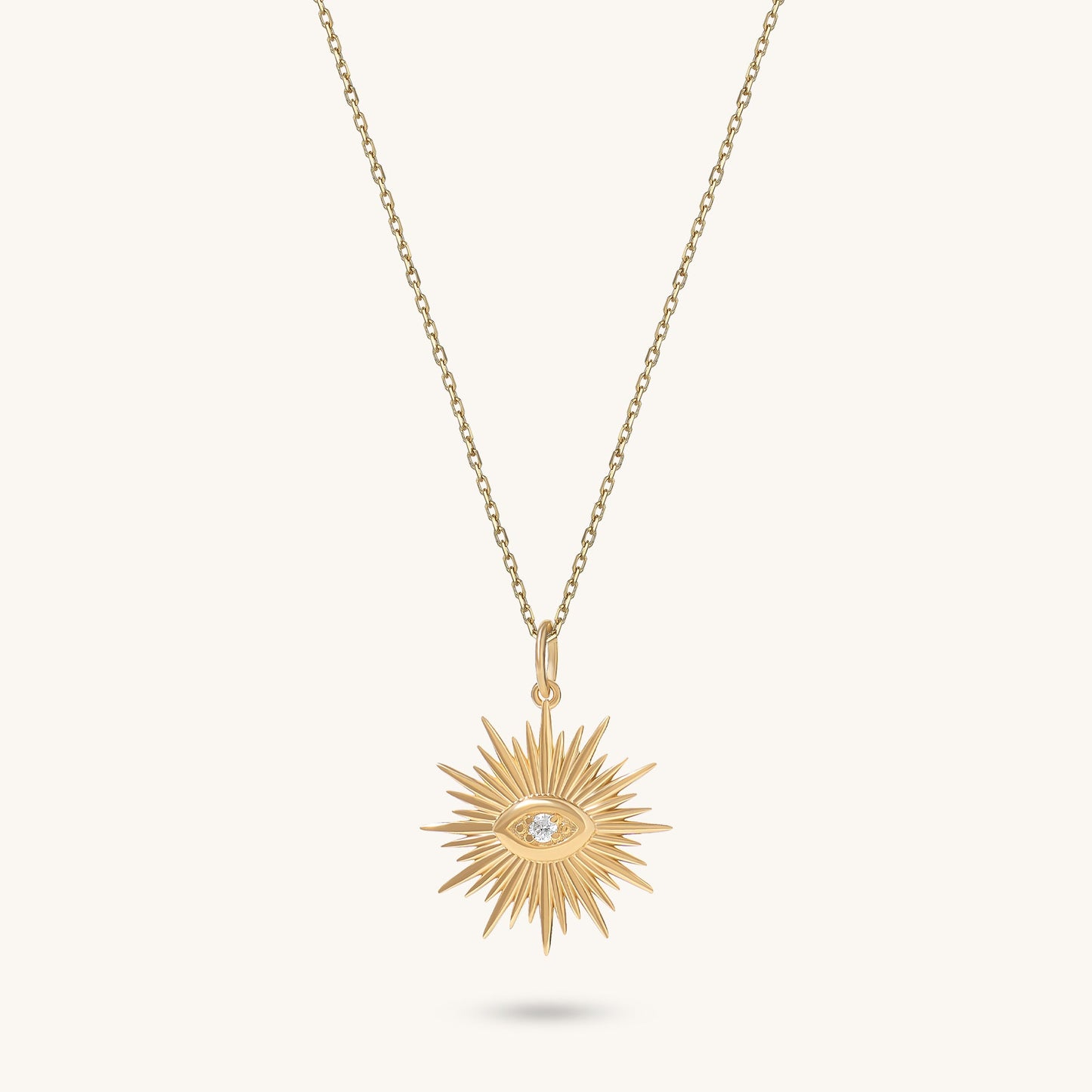 Sunburst Evil Eye Necklace in Gold