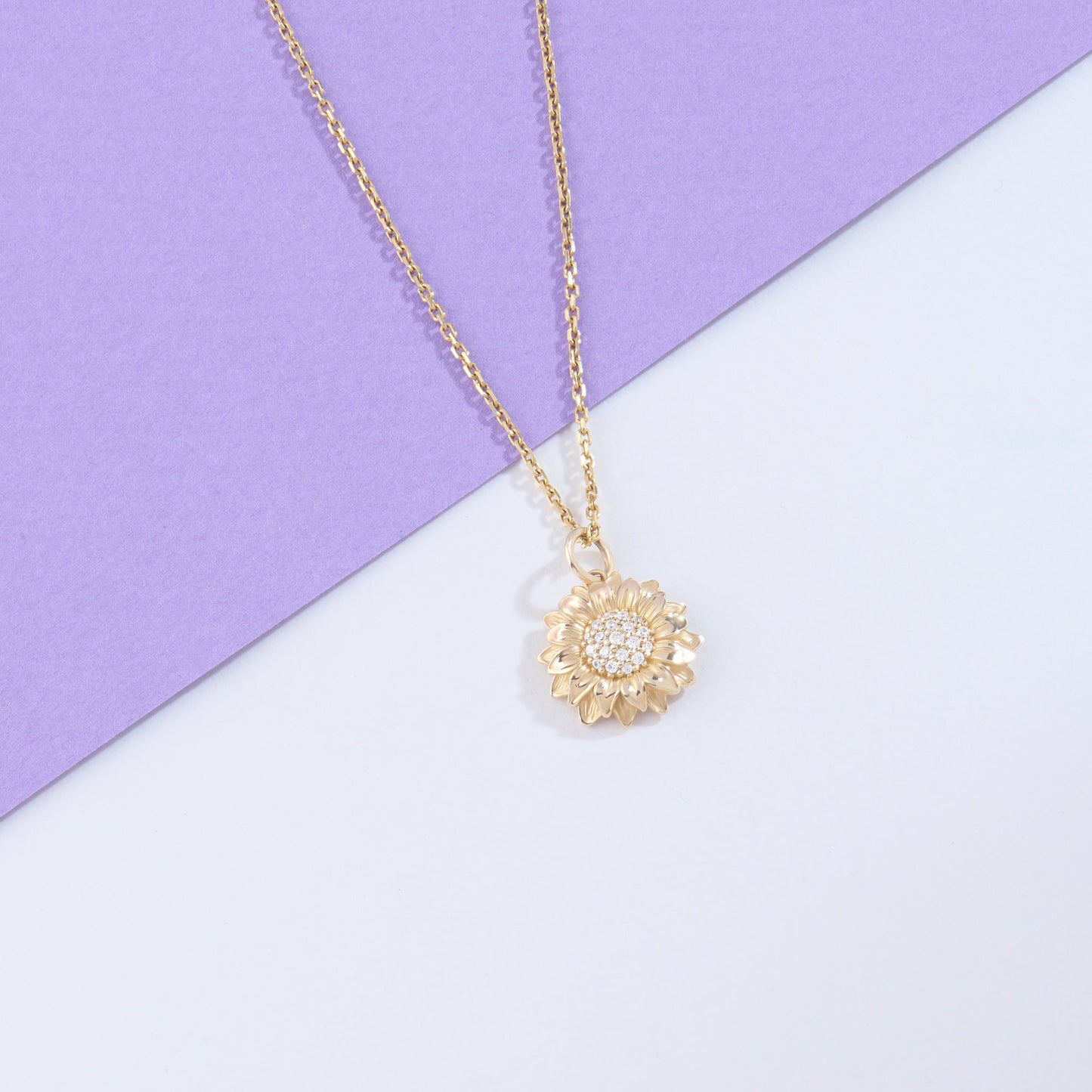 Sunflower Necklace in Gold