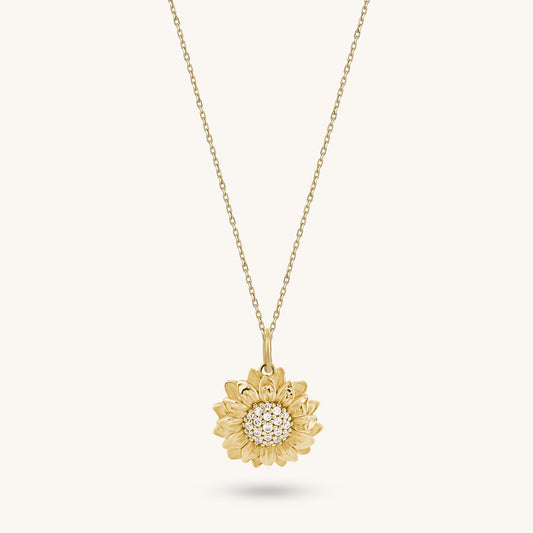 Sunflower Necklace in Gold