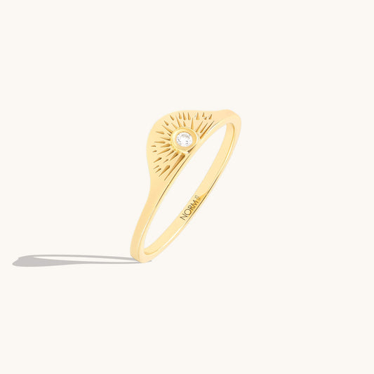 Sunset Half Signet Ring - Gold Vermeil
