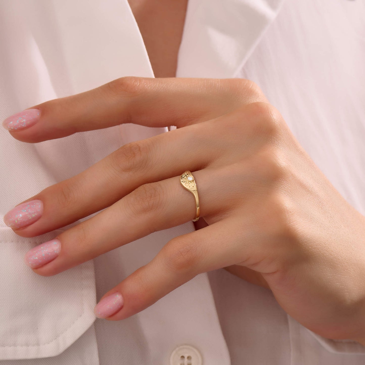 Sunset Half Signet Ring - Gold Vermeil