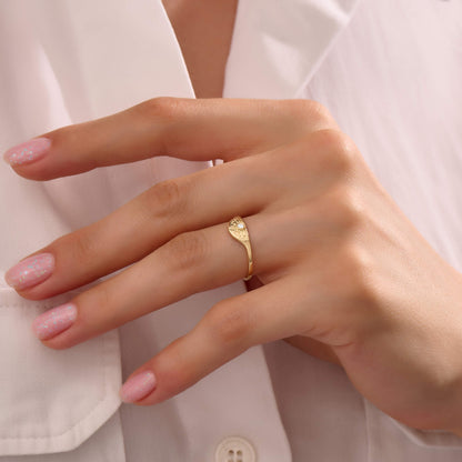 Sunset Half Signet Ring - Gold Vermeil