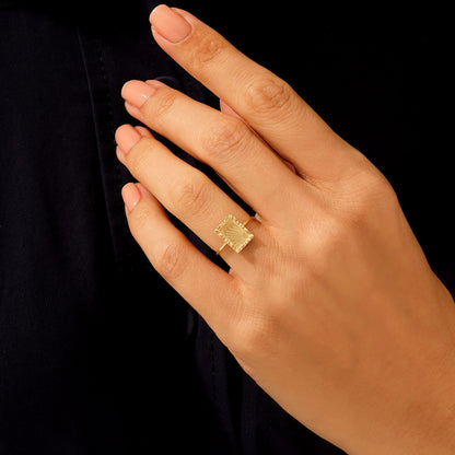 Rectangular Sunshine Ring in Gold
