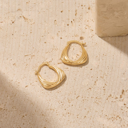 Swirl Hoop Earrings in Gold