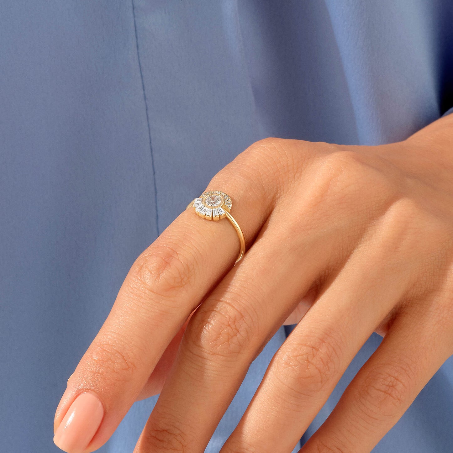 Tapered Baguette Bezel Cluster Ring in Gold