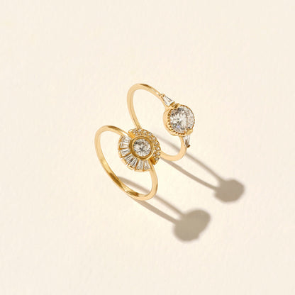 Tapered Baguette Bezel Cluster Ring in Gold