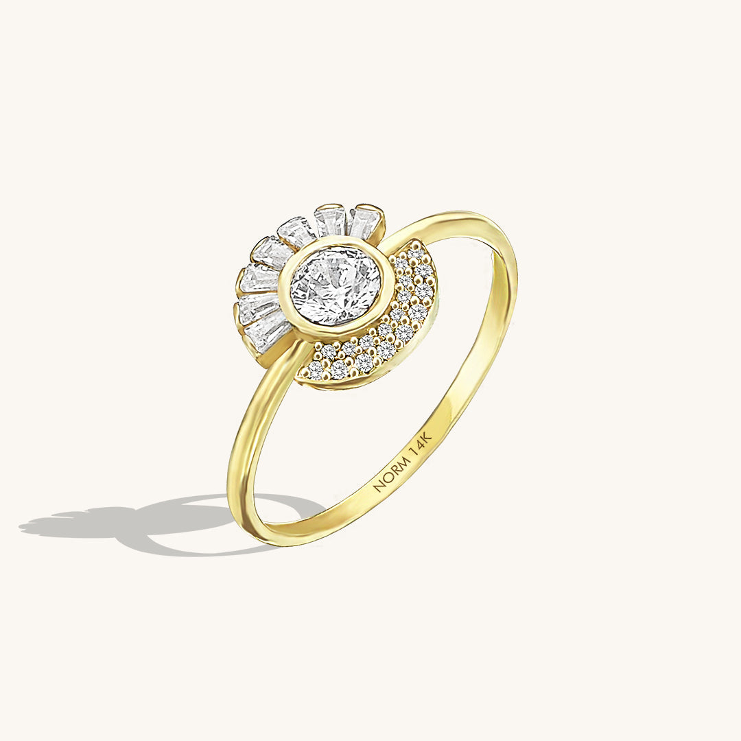 Tapered Baguette Bezel Cluster Ring in Gold