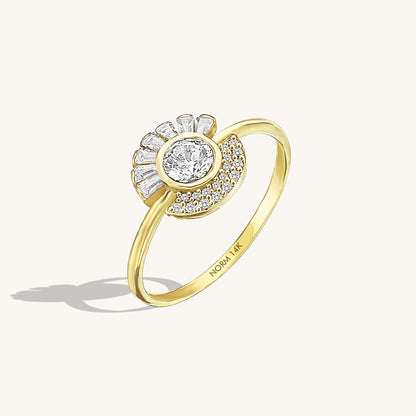 Tapered Baguette Bezel Cluster Ring in Gold