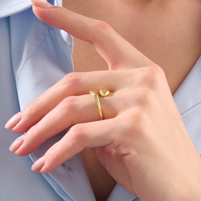 Teardrop Bypass Ring - Gold Vermeil
