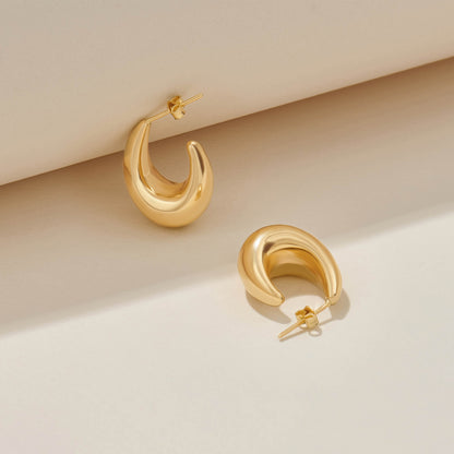 Teardrop Open Hoop Earrings in Gold
