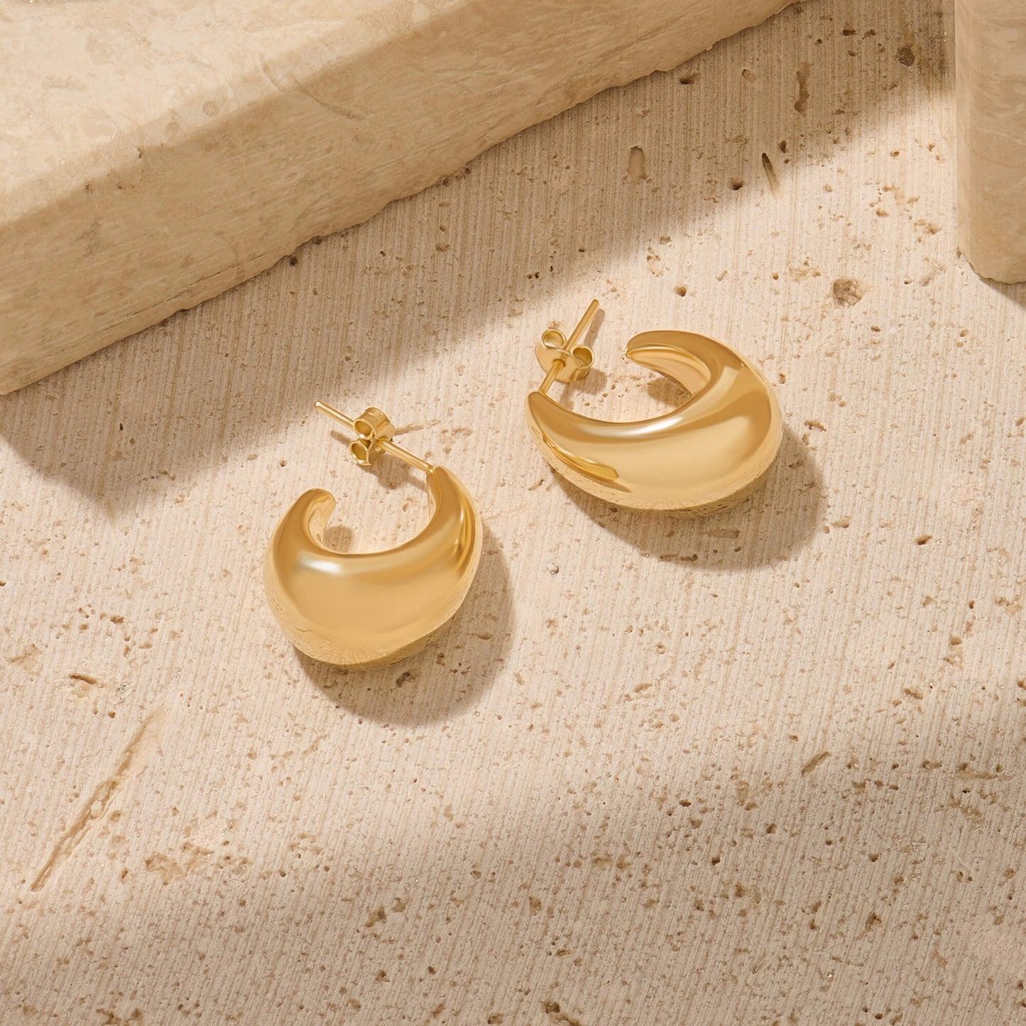 Teardrop Open Hoop Earrings in Gold