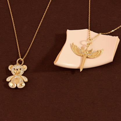 Teddy Bear Necklace in Gold