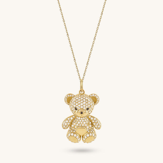 Teddy Bear Necklace in Gold