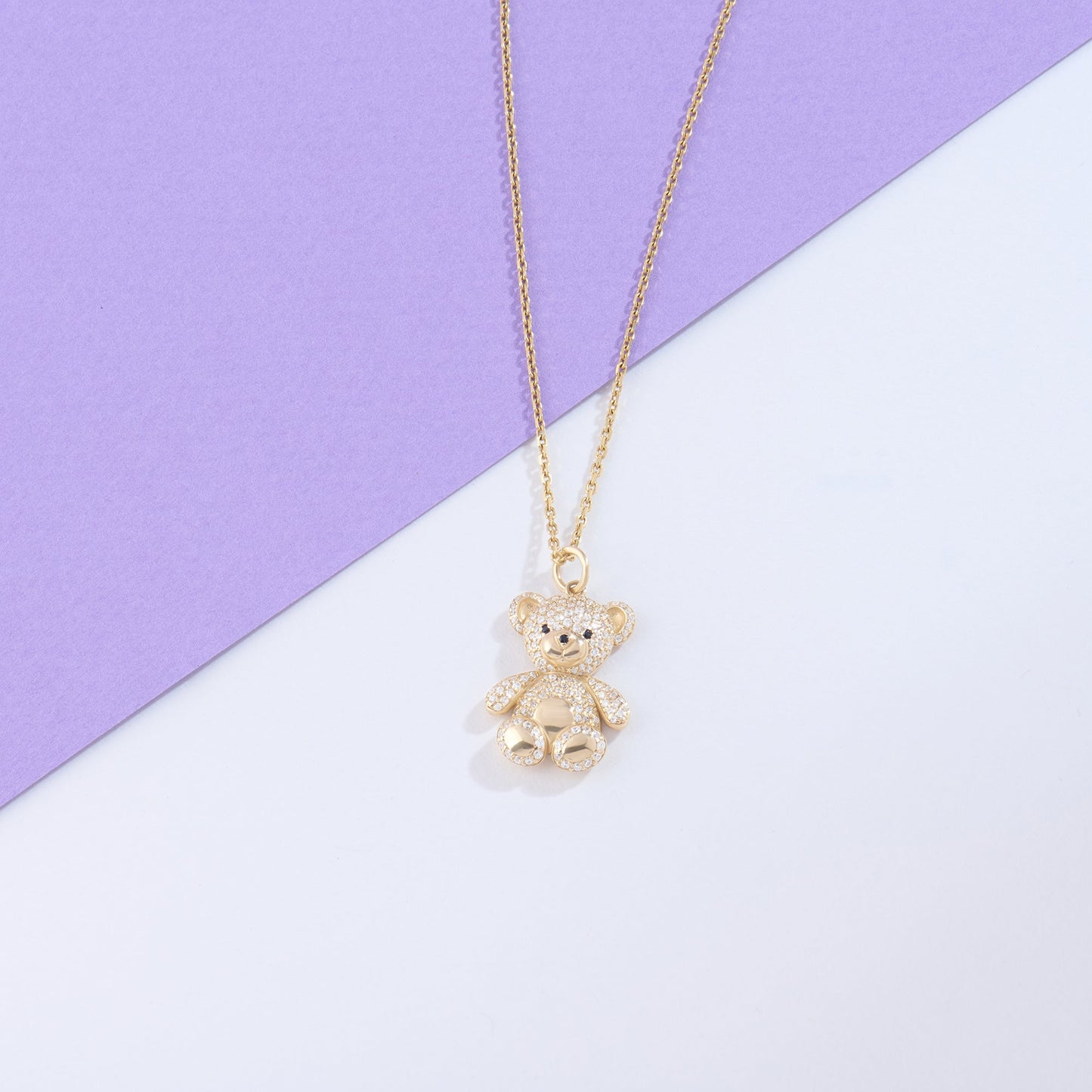 Teddy Bear Necklace in Gold