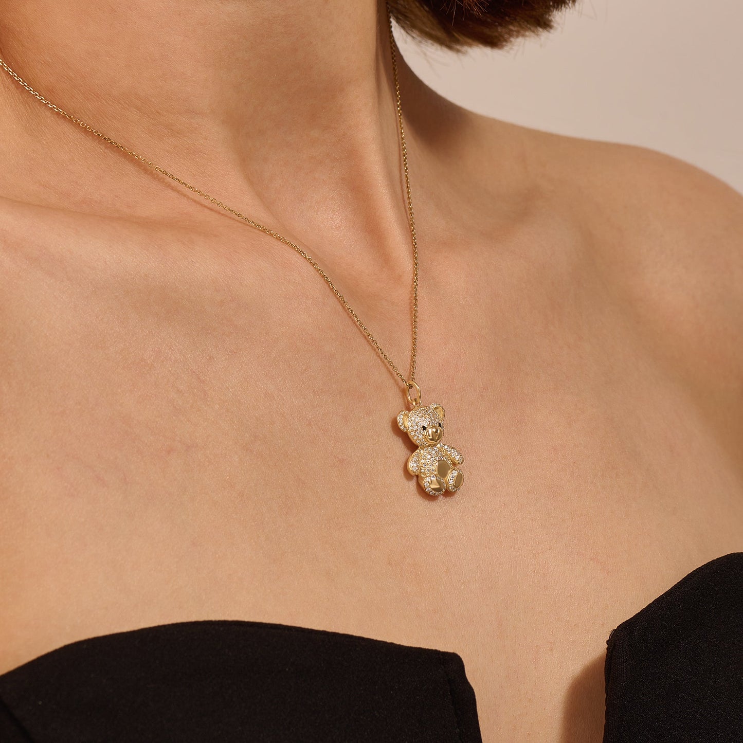 Teddy Bear Necklace in Gold