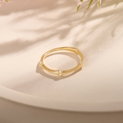 Textured Bamboo Ring in Gold