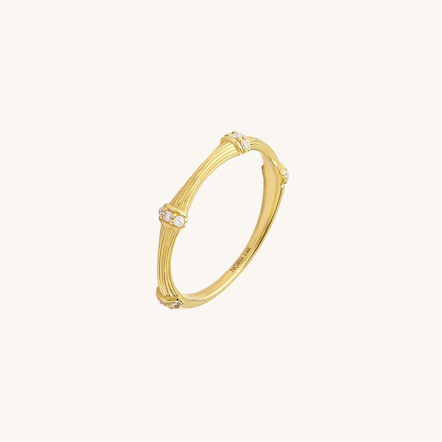 Textured Bamboo Ring in Gold