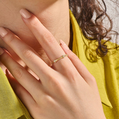 Textured Bamboo Ring in Gold