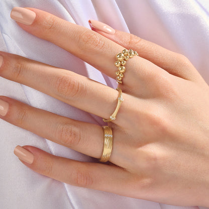 Textured Bamboo Ring in Gold