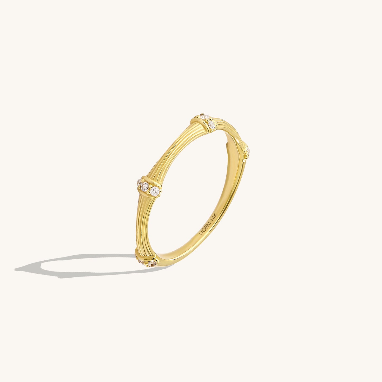 Textured Bamboo Ring in Gold