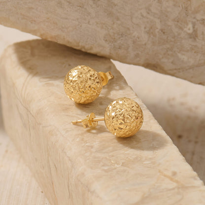 Textured Button Stud Earrings in Gold