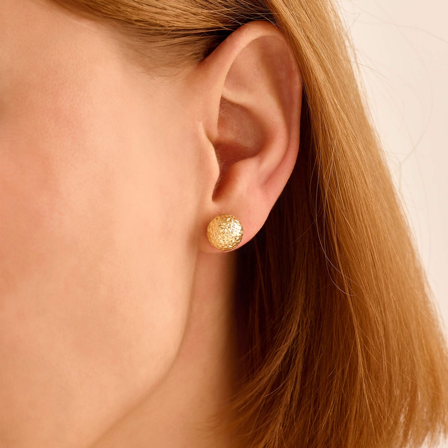 Textured Button Stud Earrings in Gold