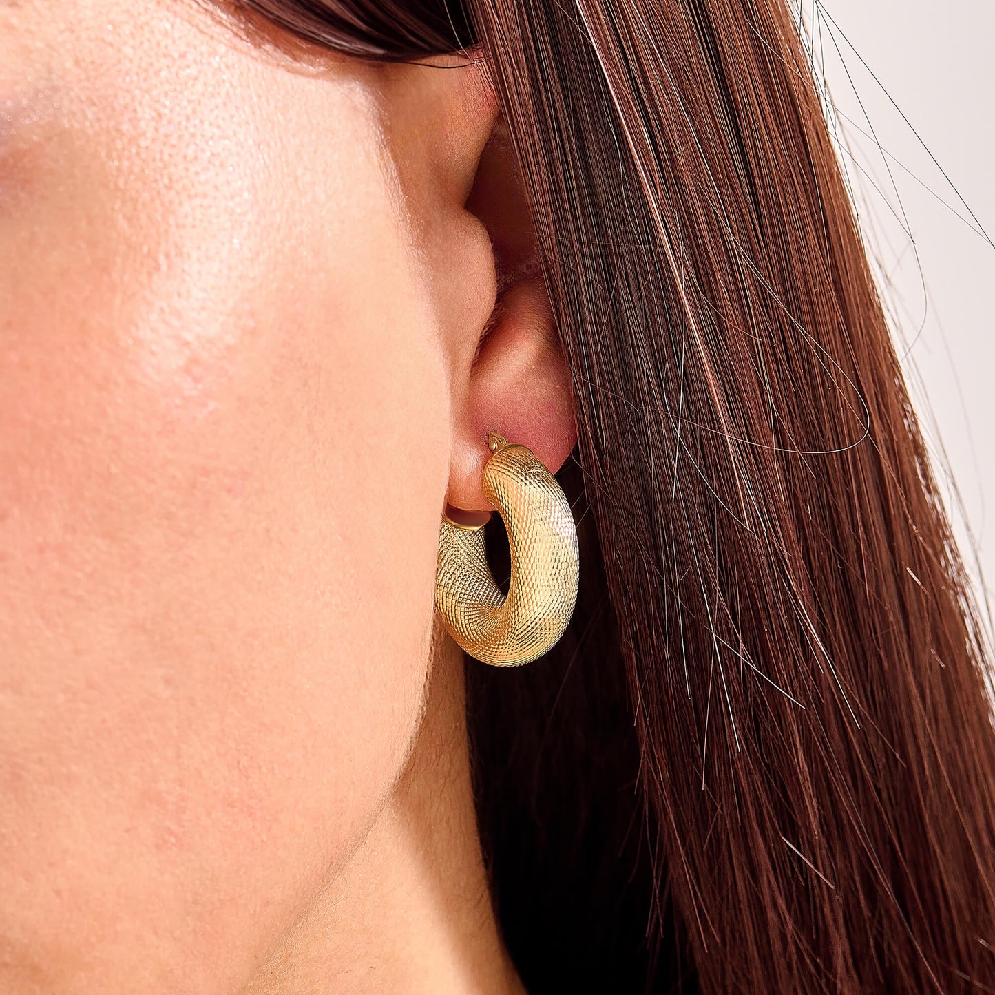 Textured Tube Hoop Earrings in Gold