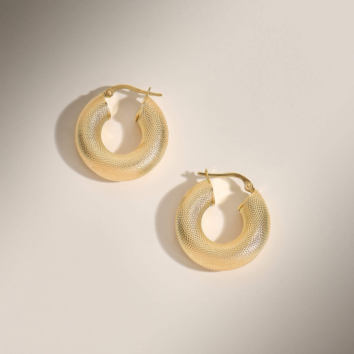 Textured Tube Hoop Earrings in Gold